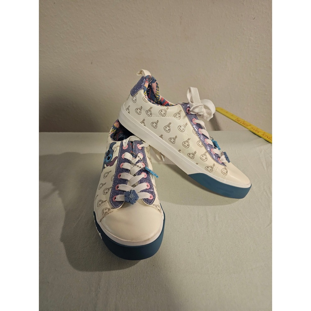 Ground Up Size 8 Disney Lilo & Stitch Ohana Sneakers White Glitter Detail